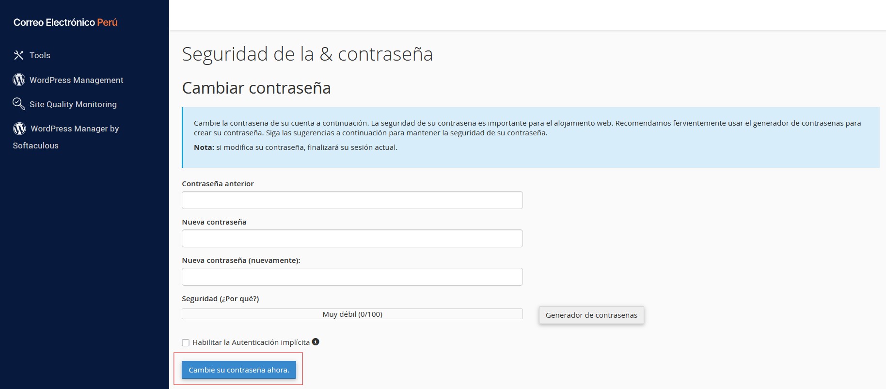 como cambiar la contrasena del cPanel-2