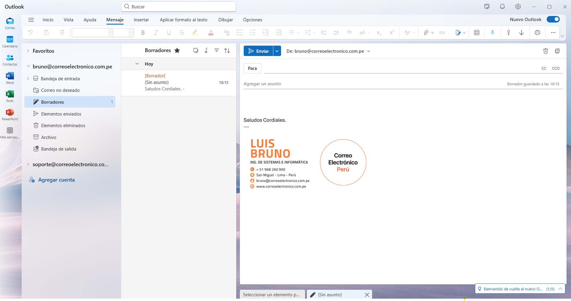 ¿Cómo configurar correos corporativos en Outlook para Windows?